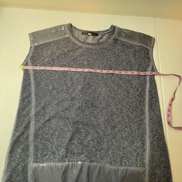Clothes head blue sequined sleeveless shirt oversized small - Picture 3 of 6